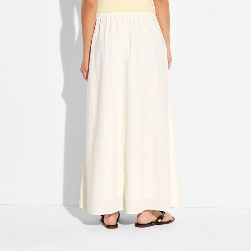 Wild Fable - Women's Linen Maxi Full Skirt - Wild Fable Cream M Cream - Picture 3 of 3